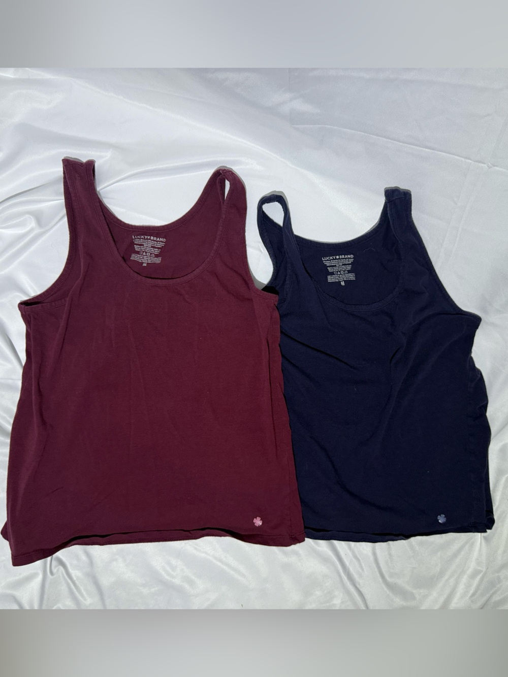 Lucky Brand Tank Top Bundle of 2 Burgundy & Navy Sleeveless Tops Size Medium